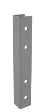A tall, gray metal bracket with four evenly spaced holes on one side. The bracket is L-shaped, designed for structural support or mounting purposes. It is shown against a plain white background.