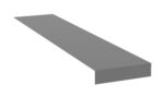 A 3D rendering of a long, flat, rectangular prism with a matte gray surface, shown from an angle that displays its top and one side.