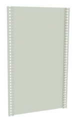 A light grey, perforated metal panel with a rectangular shape. The sides have evenly spaced square holes for mounting or attachment. The panel has a smooth surface and straight edges, set against a plain white background.