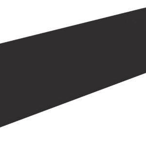 A black, rectangular metal shelf with a simple, modern design. It has a flat surface and slightly angled edges. The shelf is viewed from an angle, showcasing its depth and clean lines against a white background.