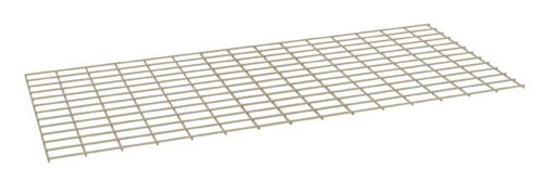 bsowfxpmmkbuoajpqufj.jpg A beige wire mesh panel with a grid pattern, positioned horizontally against a plain white background. The mesh has evenly spaced rectangular openings and a rigid frame surrounding it.