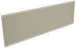 A long, perforated sheet of computer paper, beige in color, with evenly spaced holes along both edges. The sheet is angled diagonally, extending from the bottom left to the top right corner.