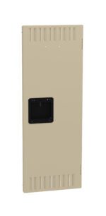 Beige rectangular panel with ventilation slots and a small black recessed handle in the center.