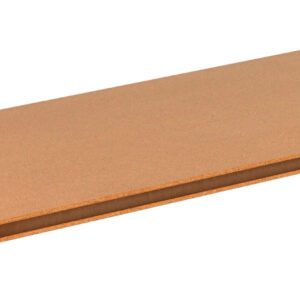A rectangular wooden shelf plank with smooth edges and a light brown finish, positioned against a white background.