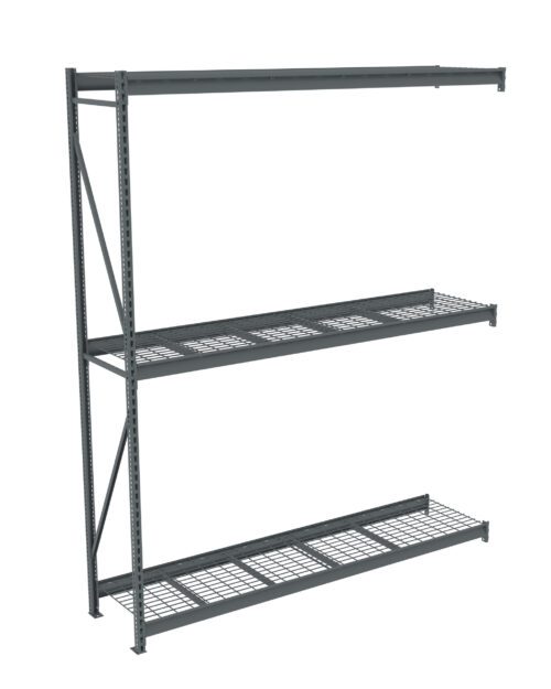 c1c0wzcvauigdrbddvx8.jpg A metal shelving unit with three wire shelves and vertical supports, shown against a white background. The design is open and industrial, suitable for storage or organization in a warehouse or garage.