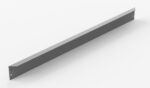 A long, thin, rectangular metal bracket with angled ends, featuring holes for mounting, lying on a plain white surface.