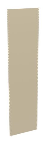 A long, vertical strip of beige continuous printer paper with holes along both edges. It appears blank and is used for dot matrix printing.
