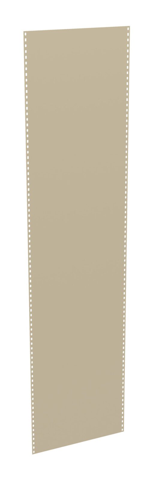 A long, vertical strip of beige continuous printer paper with holes along both edges. It appears blank and is used for dot matrix printing.