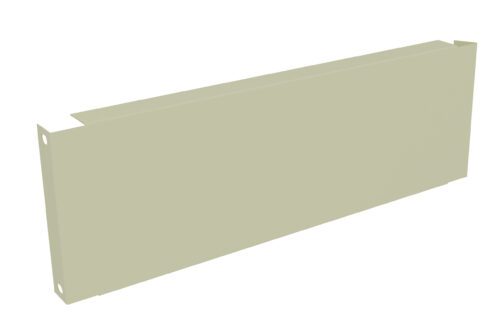 A beige, rectangular metal bracket with two mounting holes on the side edges. The design features a folded edge, giving depth and structure. It is displayed against a plain white background.