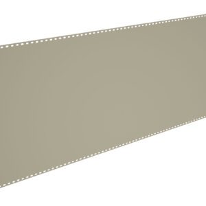 A long, blank sheet of beige paper with small perforated holes along the top and bottom edges, typically used in continuous form printing. The paper is displayed at an angle, giving it a three-dimensional appearance.