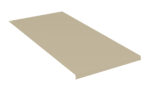 A beige, flat metal panel with one bent edge and a small hole in one corner, viewed from a three-quarters angle, isolated on a white background.