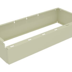 A beige, rectangular, open-top metal frame with notches along the top edges. The object appears to be a bracket or casing, likely used for holding or supporting a mechanical or electrical component.
