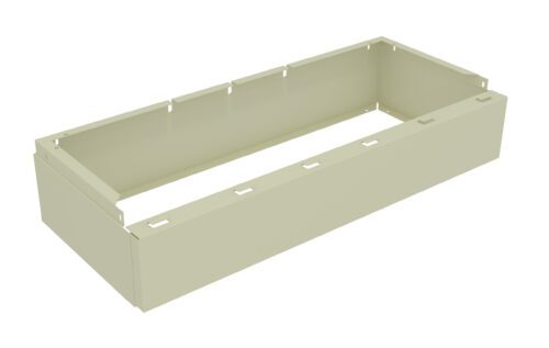 A beige, rectangular, open-top metal frame with notches along the top edges. The object appears to be a bracket or casing, likely used for holding or supporting a mechanical or electrical component.