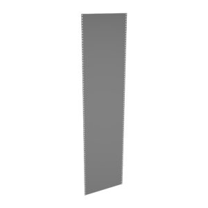 Vertical 3D render of a perforated metal strip, displayed against a plain white background. The strip is elongated with evenly spaced holes along its edges.
