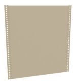 Beige rectangular panel with perforated edges, resembling a piece of pegboard or shelving unit back panel. The panel is upright against a white background.