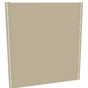 Beige rectangular panel with perforated edges, resembling a piece of pegboard or shelving unit back panel. The panel is upright against a white background.