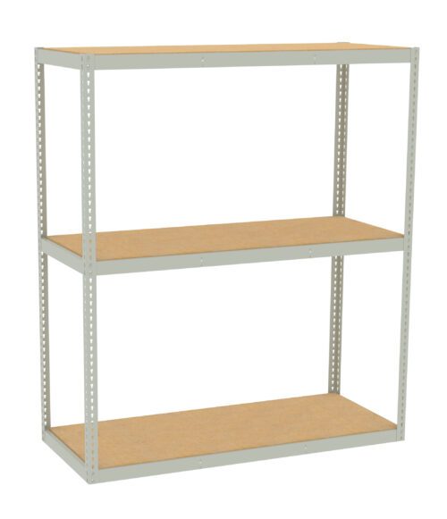 A three-tier metal shelving unit with wooden shelves, standing against a plain white background. The structure is simple and designed for storage or organization purposes.