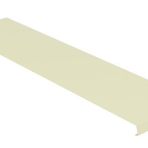 A long, beige metal strip with a slight bend at one end, resembling a bracket or support, against a white background.