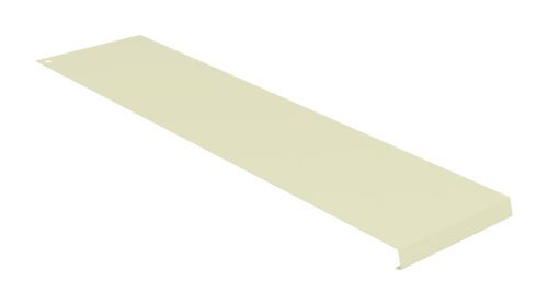 A long, beige metal strip with a slight bend at one end, resembling a bracket or support, against a white background.