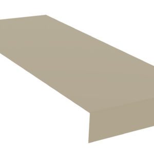 Illustration of a long, rectangular beige shelf with a lip on one side, viewed from an angle against a white background.