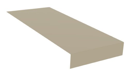 cnywguegvbpd6xkn2zhf.jpg Illustration of a long, rectangular beige shelf with a lip on one side, viewed from an angle against a white background.