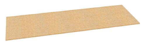 Rectangular piece of MDF (medium-density fiberboard) with a smooth, light brown surface.