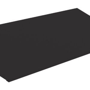A black, rectangular, flat object with a smooth surface is seen against a white background, resembling a digital tablet or a thin platform.