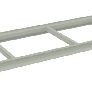 Image of a light grey metal cable tray with a ladder design, featuring two parallel side rails connected by multiple horizontal rungs. It is used for supporting electrical cables and appears isolated on a white background.