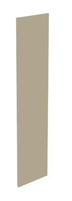A vertical rectangular beige panel standing upright against a white background.