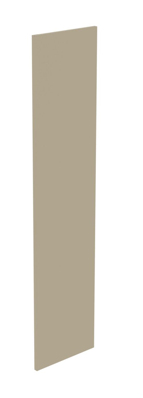A vertical rectangular beige panel standing upright against a white background.
