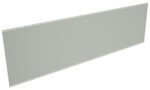 An empty, gray rectangular strip with evenly spaced holes along its longer edges, angled slightly from the top left to the bottom right. The strip has a matte finish and appears to be a blank piece of film or paper.
