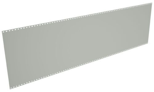 An empty, gray rectangular strip with evenly spaced holes along its longer edges, angled slightly from the top left to the bottom right. The strip has a matte finish and appears to be a blank piece of film or paper.