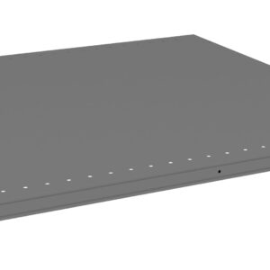 A flat, gray, rectangular metal panel with small holes along the edges, designed to be mounted or connected to a structure. The panel appears to have brackets or clips at the corners for securing it in place.