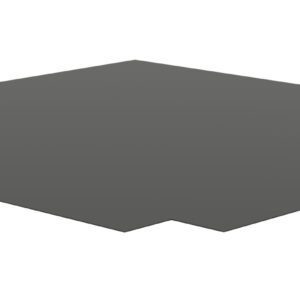 3D rendering of a flat, square panel with a notch on one side and slight overhangs on two opposite edges, set against a plain white background.