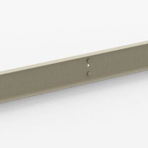 A long, beige metal beam with holes along its length, lying horizontally on a light background. The beam has flanges at both ends with screw holes for mounting.