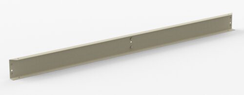A long, beige metal beam with holes along its length, lying horizontally on a light background. The beam has flanges at both ends with screw holes for mounting.