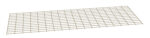 A beige wire mesh grid lies flat against a white background, creating a pattern of intersecting horizontal and vertical lines.