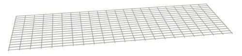 A rectangular metal grid with evenly spaced horizontal and vertical bars, forming a grid pattern. The grid is slightly tilted to the right, and the background is plain white.