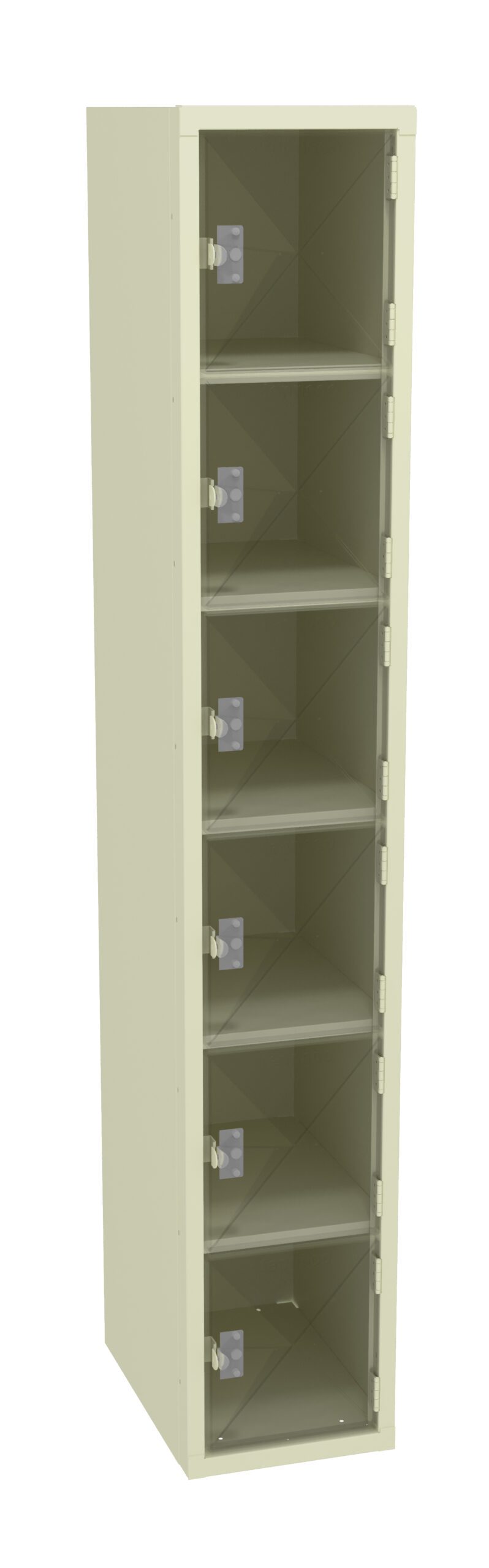 12" W x 18" D One-Wide Assembled Six-Tier C-Thru Box Locker Without Legs, Champagne/Putty