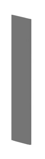 A tall, slender, solid gray rectangular panel is displayed against a white background, positioned vertically with a slight angle, giving a 3D appearance.