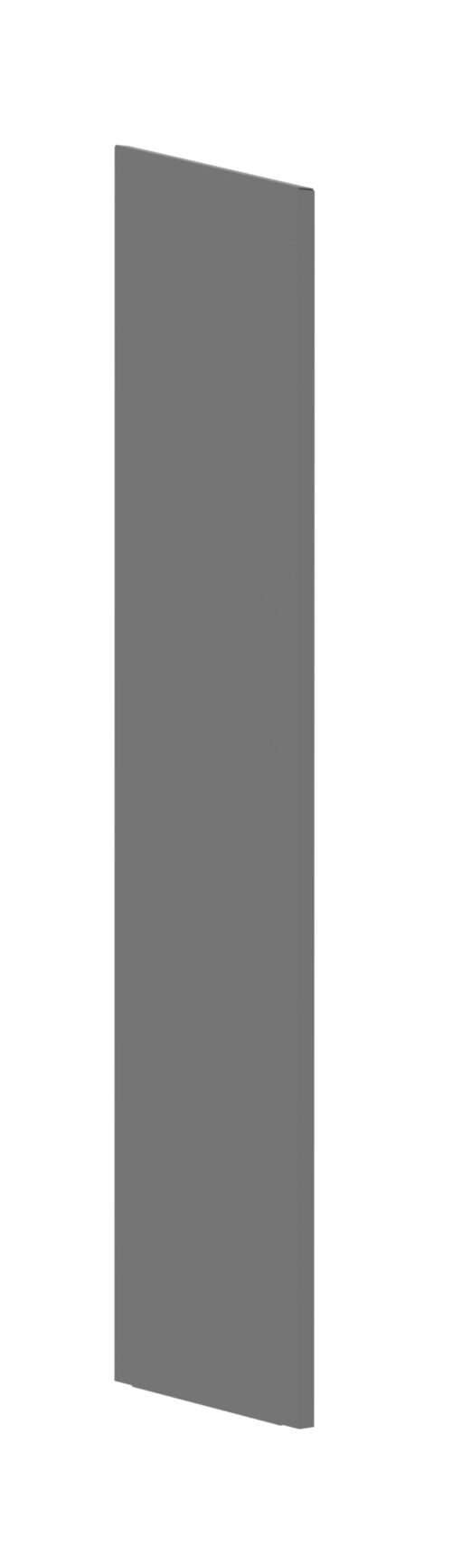 A tall, slender, solid gray rectangular panel is displayed against a white background, positioned vertically with a slight angle, giving a 3D appearance.