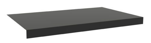 A smooth, black, rectangular, floating shelf with a minimalist design, shown against a plain white background. The shelf appears sleek and modern, with no visible brackets or supports.