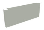 A rectangular, flat metal panel with mounting holes at each end and a slight lip on the top edge, angled to the side. The panel is light gray and appears to be a component for covering or protecting a surface or device.