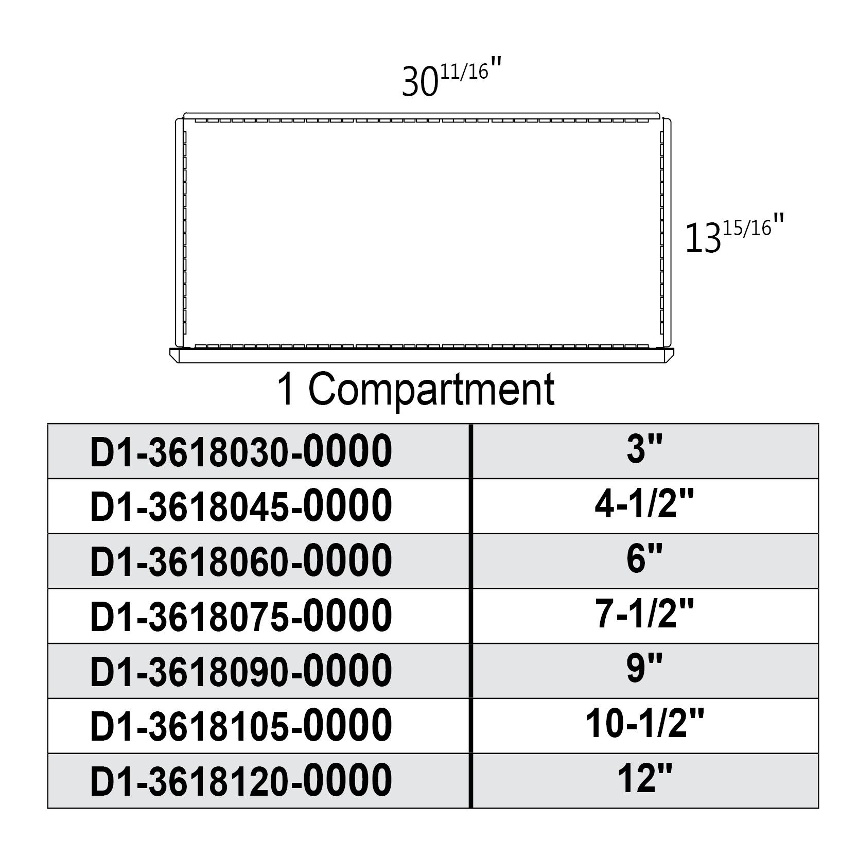 Borroughs DIS Drawer 1 Compartment Pre-Configured Drawer Interior, 36"W x 18"D