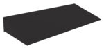 Black, rectangular 3D object resembling an angled ramp or wedge, shown against a white background.