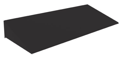 Black, rectangular 3D object resembling an angled ramp or wedge, shown against a white background.