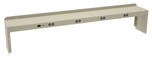 d52drhkfouqdvn5alxy5.jpg Tan metal power strip with multiple outlets and mounting brackets on either side.