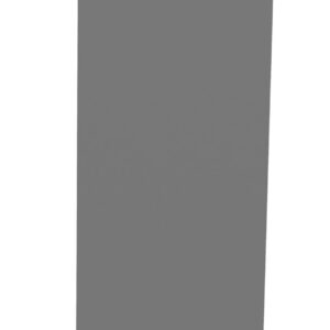 A tall, irregularly shaped grey structure with a slanted top, positioned against a plain white background.