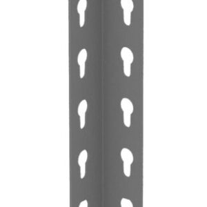 A vertical metal corner bead with a series of equally spaced holes along its length, designed for drywall installation. The metal is bent at a right angle, forming an L-shape for reinforcement.