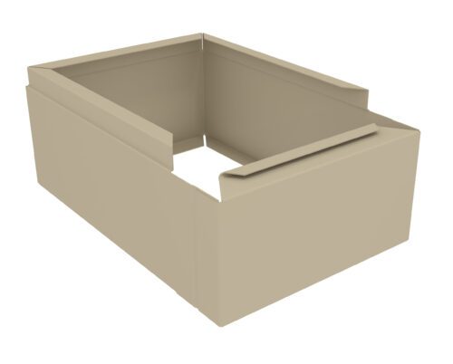 dap6674ohziyd6kktllc.jpg A plain beige box shown from a high angle. The box is open and has four connected sides with no top, displaying a simple and minimalist design.